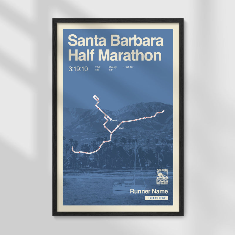 Santa Barbara Half Marathon Personalized Race Print